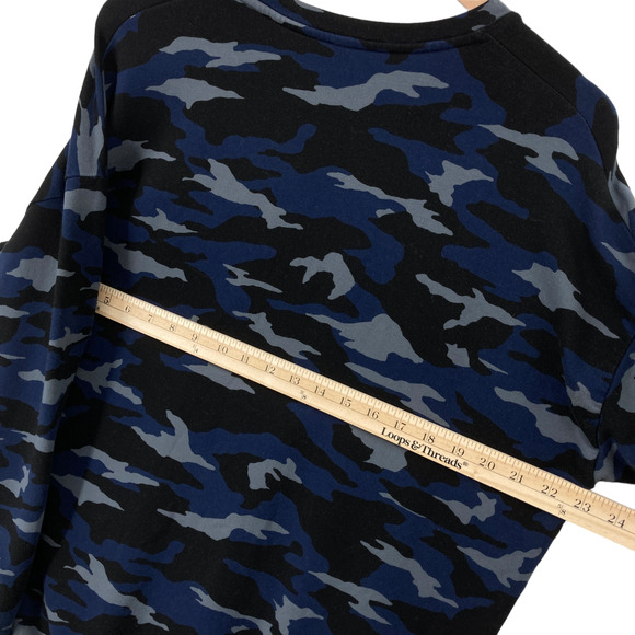 Athleta Sweatshirt Womens Large Blue Camouflage Long Sleeve Crew Neck Pullover - Picture 8 of 11